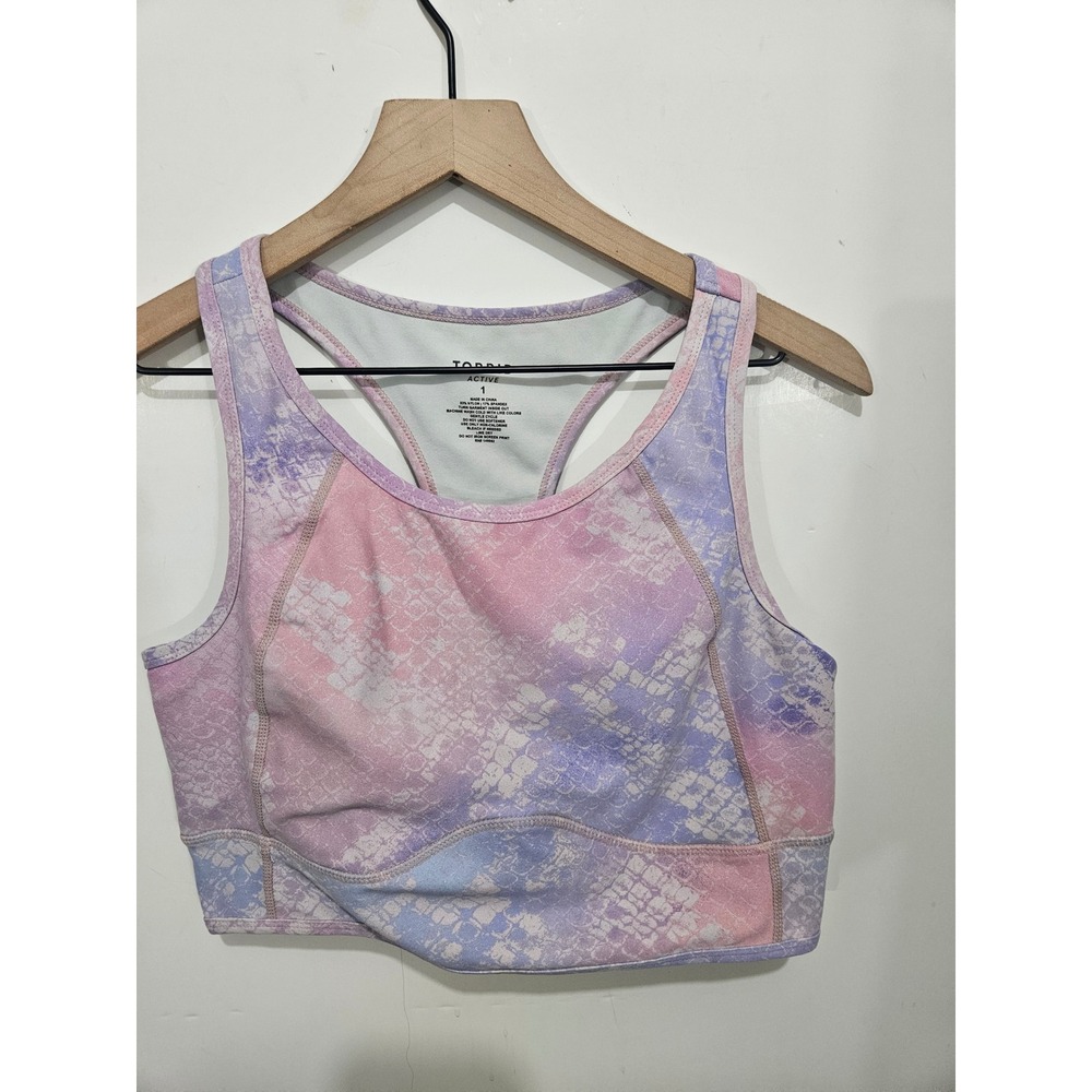 Torrid Active Sports Bra Size 1 Pink Purple Snakeskin Racerback Plus Size